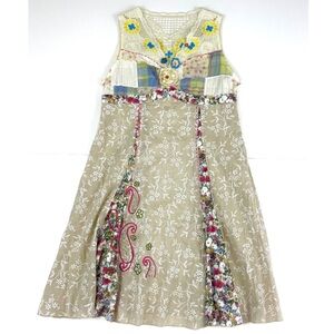 Farinelli Art to Wear 100% Cotton Embroidered Floral A-line Dress